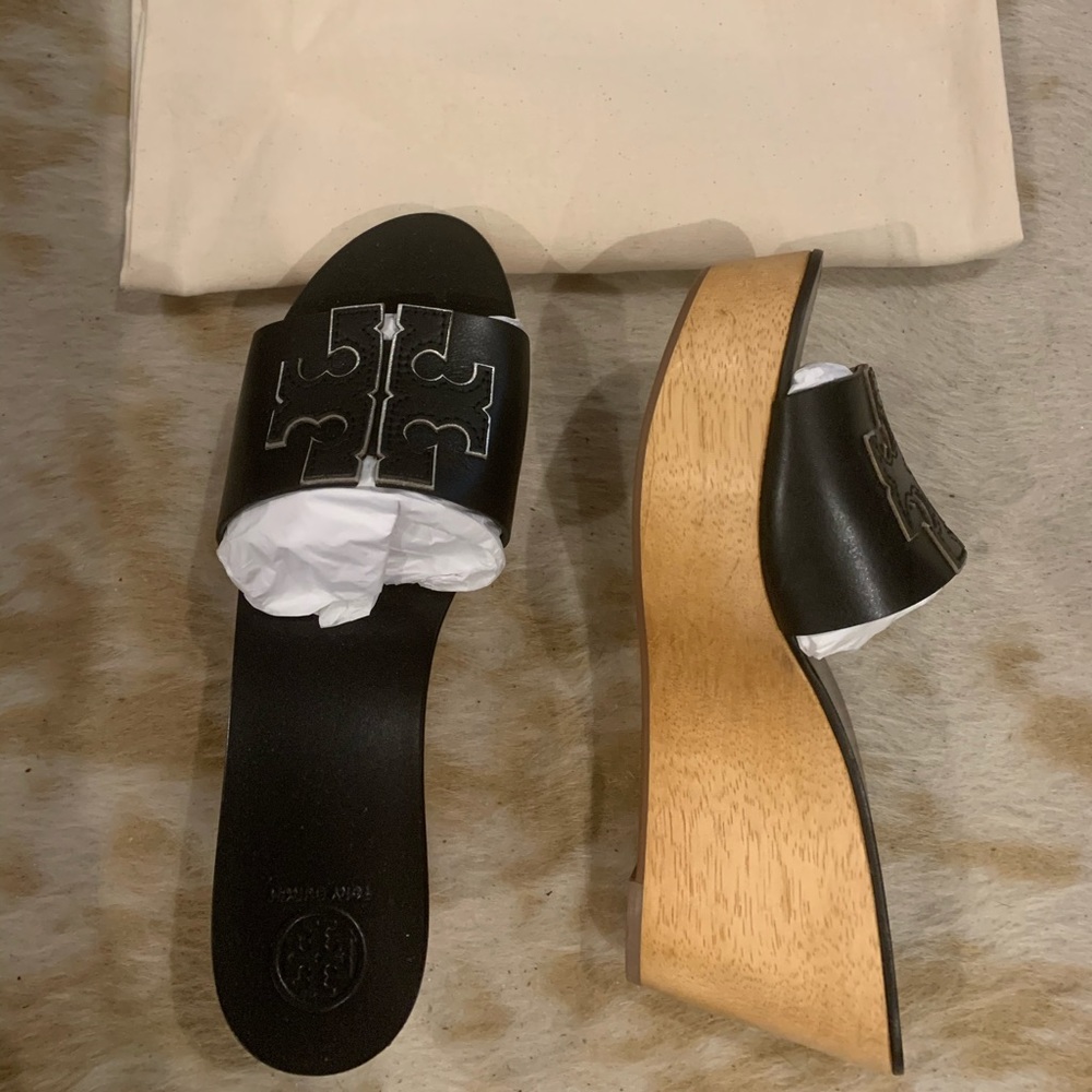 Tory Burch black wedges